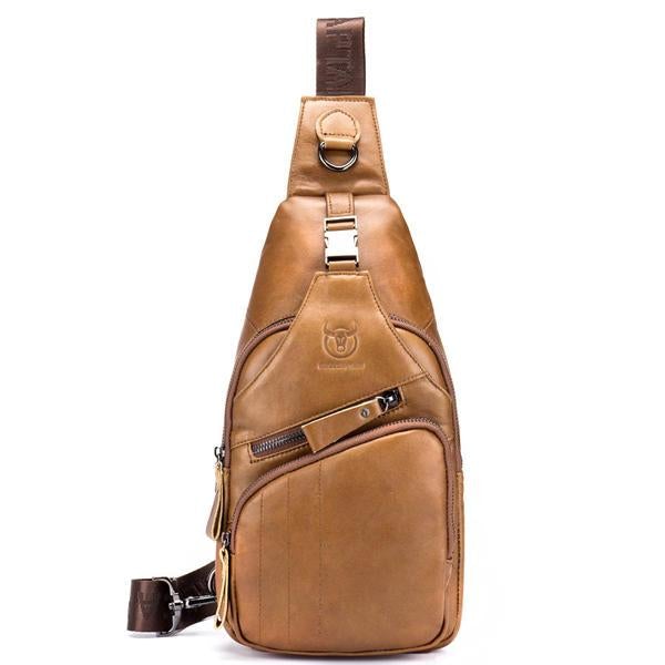 Genuine Leather Retro Chest Bag Outdoor Leisure Daypack Crossbody Bag