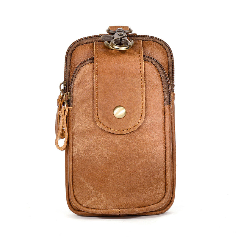 Retro Handmade Leather Outdoor Phone Waist Bag