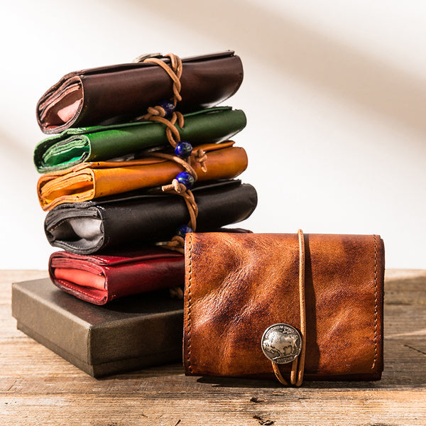 Retro handmade Leather Card Holder Wallets