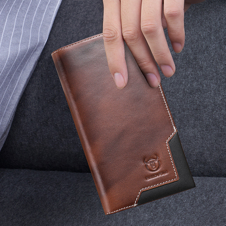 Retro Handmade Leather Multi-card Slots Long Wallet