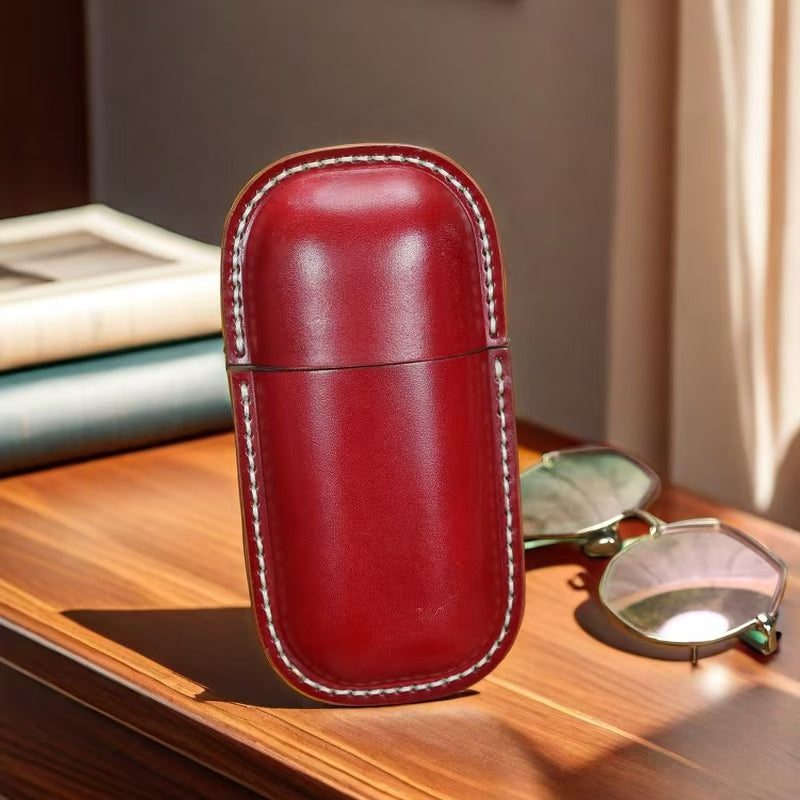 Vintage Sun Glasses Box With Hook Leather Eyewear Accessories Protect Case Portable Storage Glasses Holder