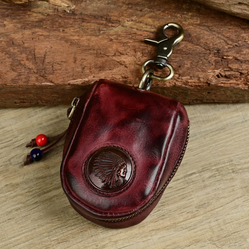 Retro Handmade Leather Coin Bag Storage Bag