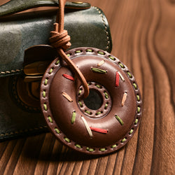 Couple Retro Handmade Leather Doughnut Key Chain