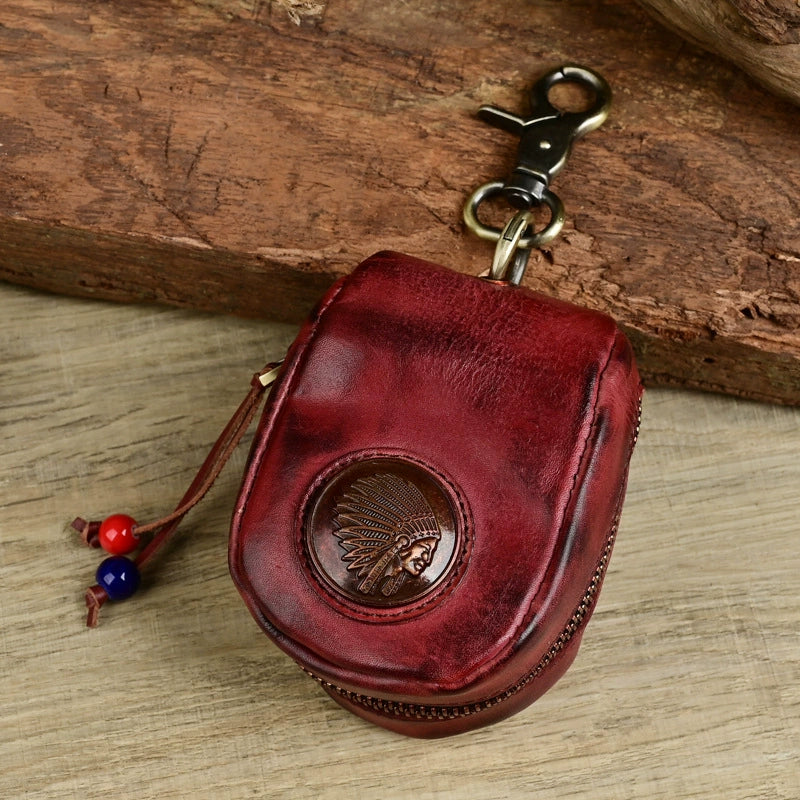 Retro Handmade Leather Coin Bag Storage Bag