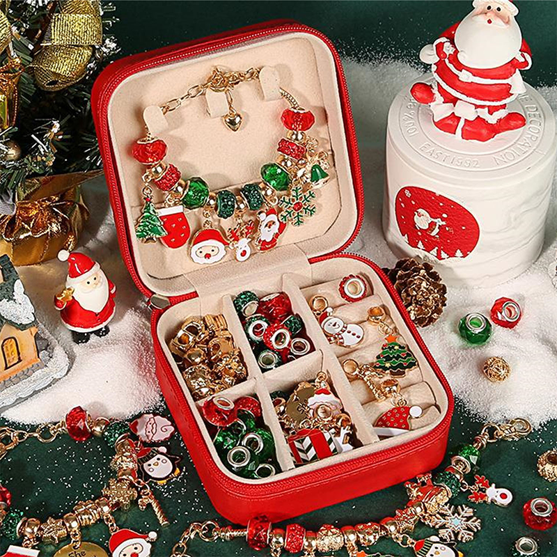 Christmas Gift Box Series Charm Bracelet Diy Making Kit, Creative Children DIY Bracelet Jewelry, Bead Jewelry Making Kit Birthday Gift, Female Christmas Family Gift for Friends