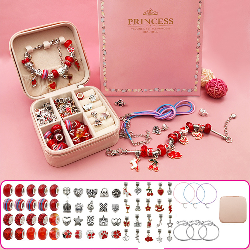 Christmas Gift Box Series Charm Bracelet Diy Making Kit, Creative Children DIY Bracelet Jewelry, Bead Jewelry Making Kit Birthday Gift, Female Christmas Family Gift for Friends