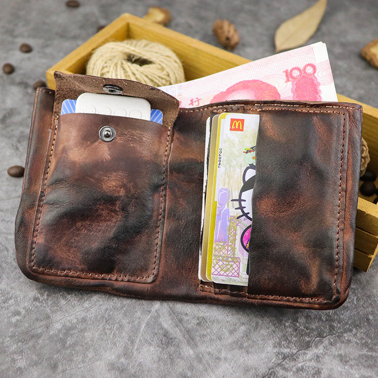 Mens Genuine Leather Coin Card Holder Wallet