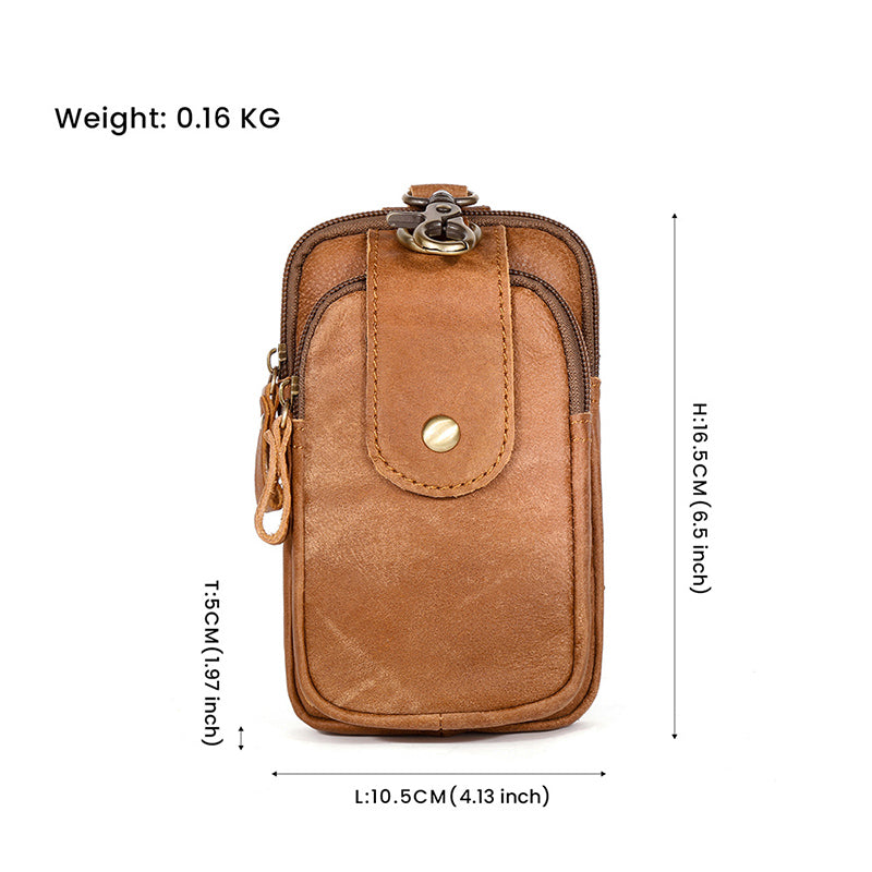Retro Handmade Leather Outdoor Phone Waist Bag