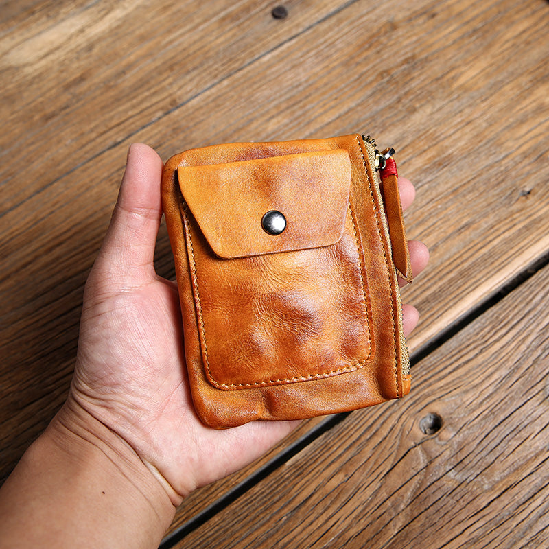 MANDRN | The Wedge - Sand Zipped Leather Wallet