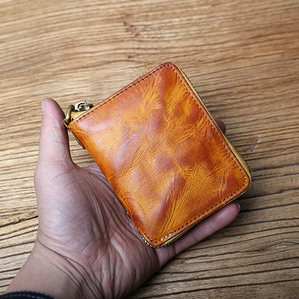 Retro Leather Zipper Short Wallet