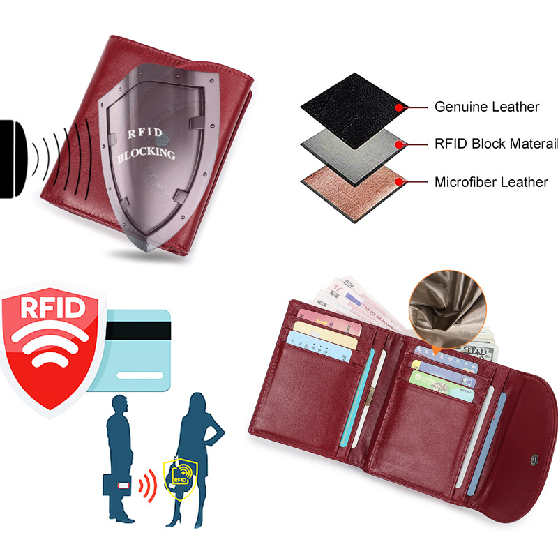 RFID Handmade Fashion cowhide Cards Holder Coin Wallet