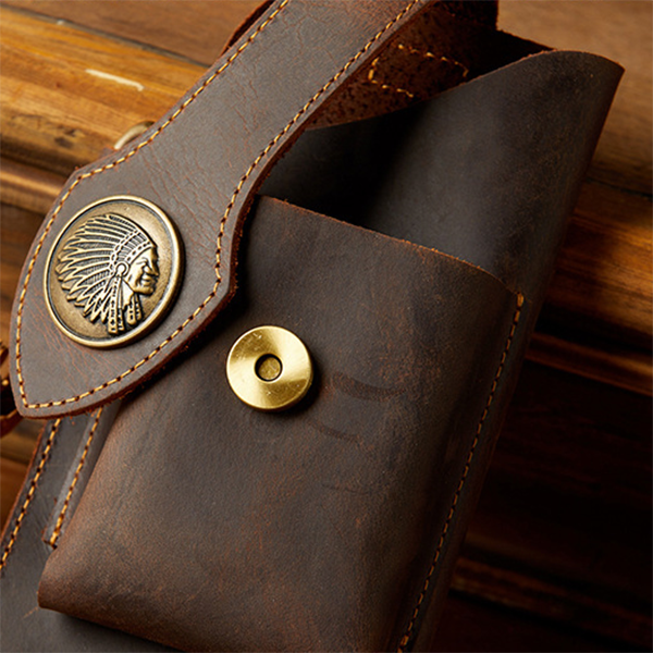 Retro Handmade Leather Waist Bag Phone Bag
