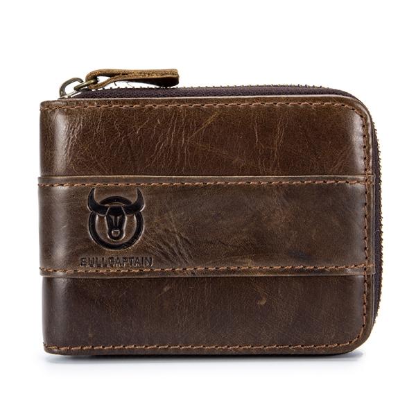 Bullcaptain RFID Antimagnetic Vintage Genuine Leather 11 Card Slots Coin Bag Wallet For Men