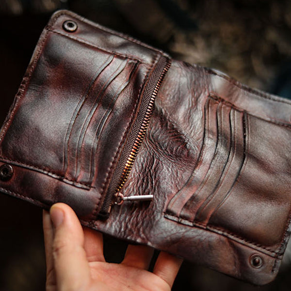 Zipper Leather Card Holders Wallets