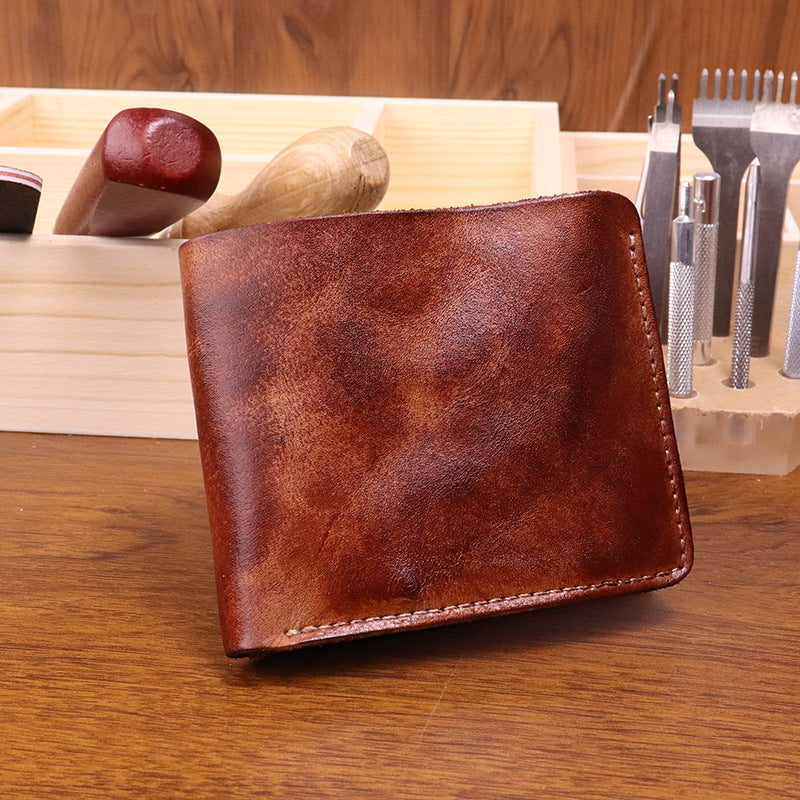 Retro Handmade Leather Card Short Wallets