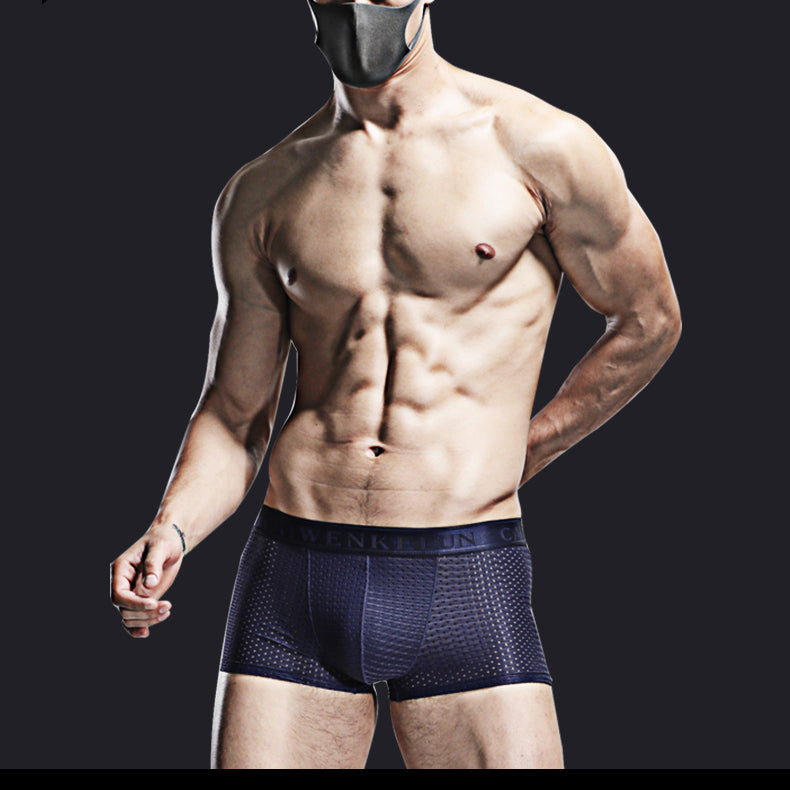 3 PCS Men‘s Sexy Thin Ice Silk Soft Boxer Briefs