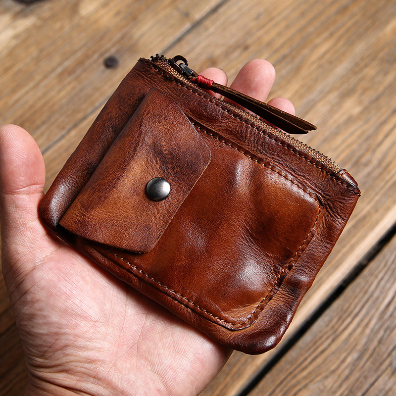 Mens Wallet Zipper Genuine Leather Rfid Card Holders Cowhide Zip Coin Pocket  Bifold Wallets For Men Brown(anti-theft Brush) | Fruugo AE