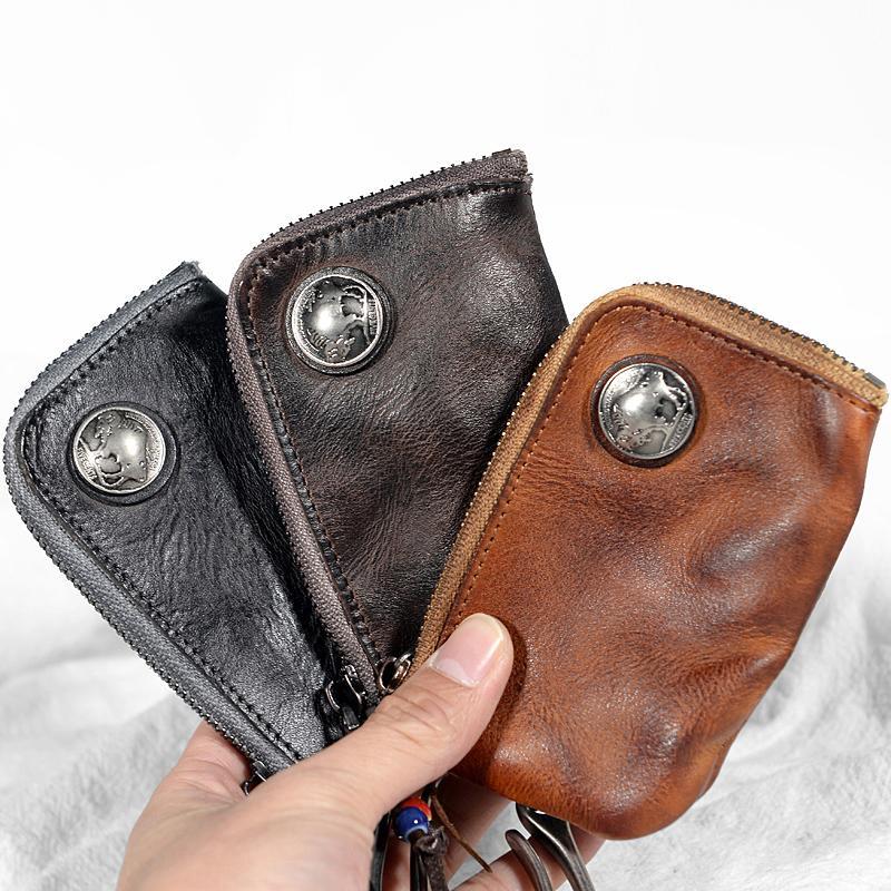 Leather Wallet For Men Male Handmade Short Small Men's Purse Card Holder  With
