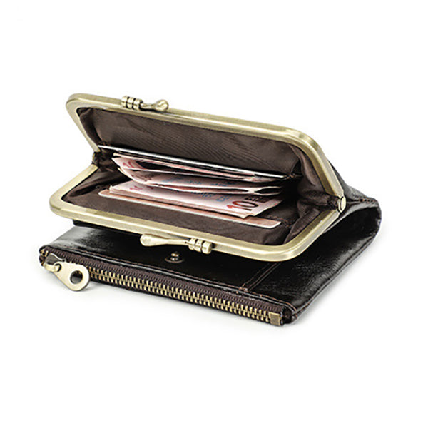 RFID Leather Metal Zipper Card Wallets