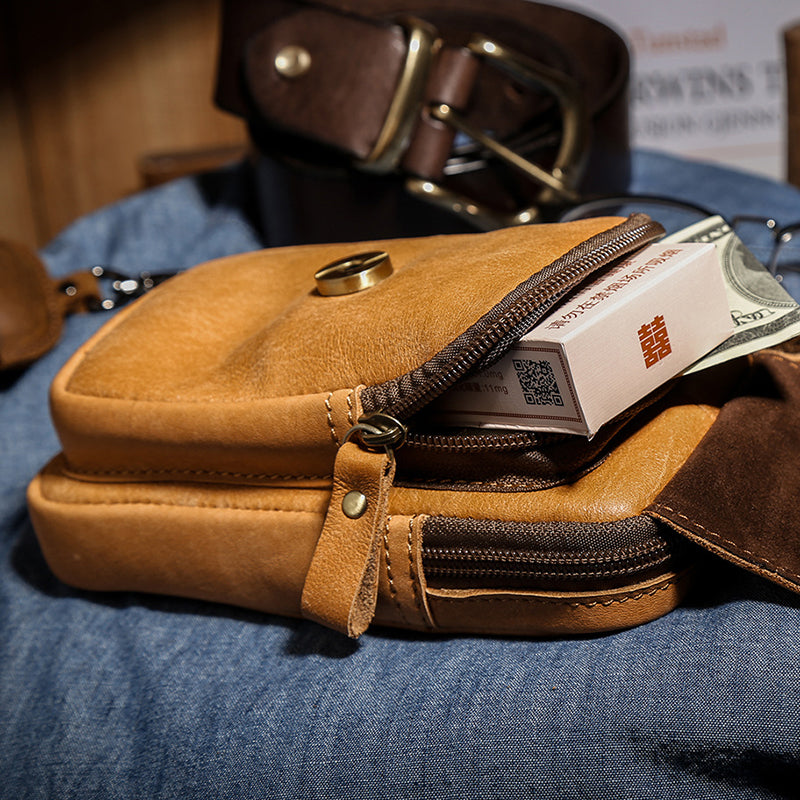 Retro Handmade Leather Phone Wallet Waist Bags