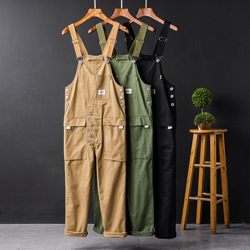 Vintage High-waist Cargo Pants Overalls Multi-pocket Plus-size Casual Pants  For Traveling Sports Daily Wear